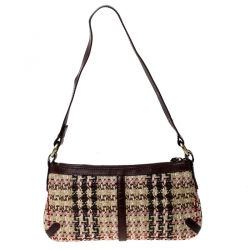 Pre Owned Burberry Multicolor Wool and Leather Shoulder Bag