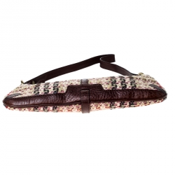 Pre Owned Burberry Multicolor Wool and Leather Shoulder Bag