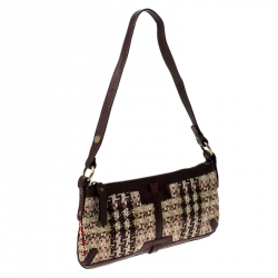 Pre Owned Burberry Multicolor Wool and Leather Shoulder Bag