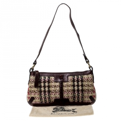 Pre Owned Burberry Multicolor Wool and Leather Shoulder Bag