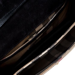Pre Owned Burberry Black House Check Canvas and Leather Macken Crossbody Bag