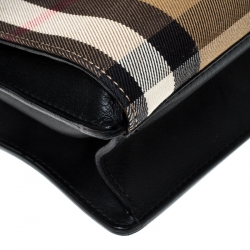 Pre Owned Burberry Black House Check Canvas and Leather Macken Crossbody Bag