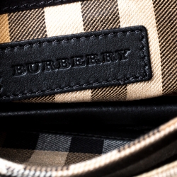 Pre Owned Burberry Black House Check Canvas and Leather Macken Crossbody Bag