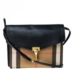 Burberry Black/Beige House Check Coated Canvas and Leather Baby