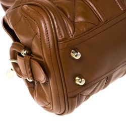 Pre Owned Burberry Brown Quilted Leather Manor Satchel 