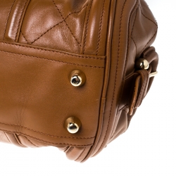 Pre Owned Burberry Brown Quilted Leather Manor Satchel 