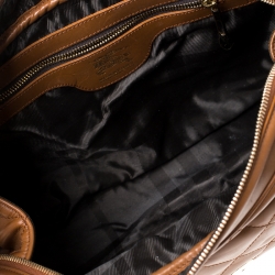 Pre Owned Burberry Brown Quilted Leather Manor Satchel 