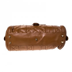 Pre Owned Burberry Brown Quilted Leather Manor Satchel 