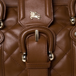 Pre Owned Burberry Brown Quilted Leather Manor Satchel 