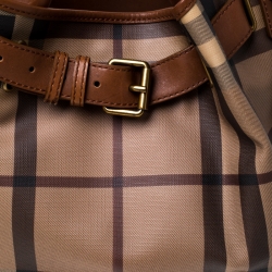 Pre Owned Burberry Brown Smoked Check PVC and Leather Walden Hobo 