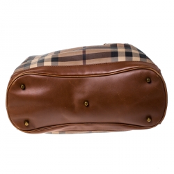 Pre Owned Burberry Brown Smoked Check PVC and Leather Walden Hobo 