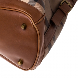 Pre Owned Burberry Brown Smoked Check PVC and Leather Walden Hobo 