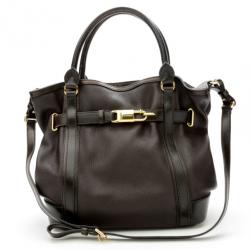 Pre Owned Burberry Black Leather Top Handle Bag