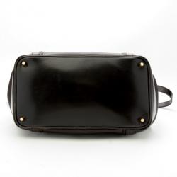 Pre Owned Burberry Black Leather Top Handle Bag