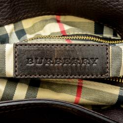 Pre Owned Burberry Black Leather Top Handle Bag