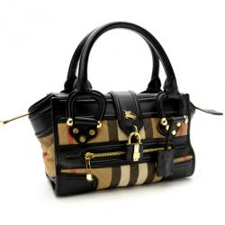 Pre Owned Burberry Quilted House Check Mini Manor Satchel Handbag
