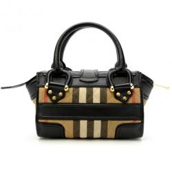 Pre Owned Burberry Quilted House Check Mini Manor Satchel Handbag