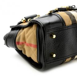 Pre Owned Burberry Quilted House Check Mini Manor Satchel Handbag