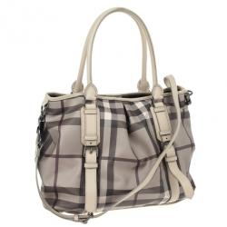 Pre Owned Burberry New Check Lowry Tote Bag