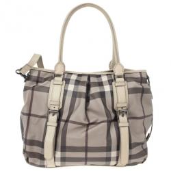 Pre Owned Burberry New Check Lowry Tote Bag