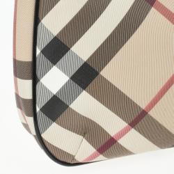 Pre Owned Burberry Black Patent Leather Supernova Coated Canvas Barton Hobo Bag