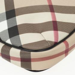 Pre Owned Burberry Black Patent Leather Supernova Coated Canvas Barton Hobo Bag