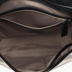 Pre Owned Burberry Black Patent Leather Supernova Coated Canvas Barton Hobo Bag