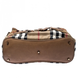Pre Owned Burberry Beige House Check Canvas and Leather Large Parsons Hobo
