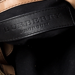 Pre Owned Burberry Beige House Check Canvas and Leather Large Parsons Hobo
