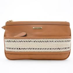 مملوكة مسبقًا Burberry Calf Leather Rope Webbing Fuller Wristlet