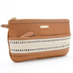 مملوكة مسبقًا Burberry Calf Leather Rope Webbing Fuller Wristlet