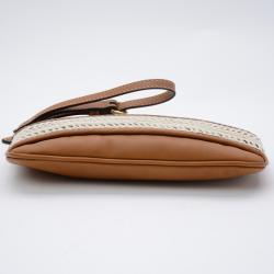 مملوكة مسبقًا Burberry Calf Leather Rope Webbing Fuller Wristlet
