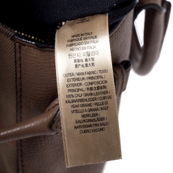 Pre Owned Burberry Brown Leather and House Check Fabric Medium Banner Tote