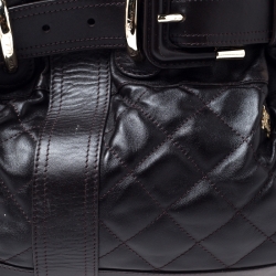 Pre Owned Burberry Dark Brown Quilted Leather Large Beaton Tote