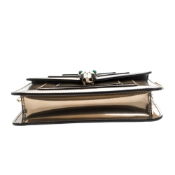 Pre Owned Bvlgari Metallic Bronze Patent Leather Serpenti Forever Shoulder Bag