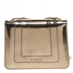 Pre Owned Bvlgari Metallic Bronze Patent Leather Serpenti Forever Shoulder Bag