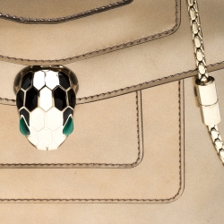 Pre Owned Bvlgari Metallic Bronze Patent Leather Serpenti Forever Shoulder Bag