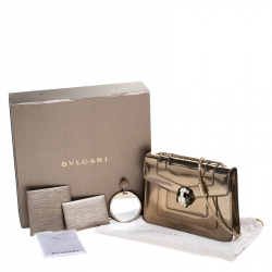 Pre Owned Bvlgari Metallic Bronze Patent Leather Serpenti Forever Shoulder Bag