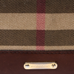 Pre Owned Burberry Beige/Brown House Check Fabric and Leather Leighton Continental Wallet           