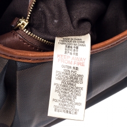 Pre Owned Burberry Dark Tan Nova Check Coated Canvas and Leather Small Brooklyn Hobo