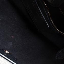 مملوكة مسبقًا Burberry Black Leather and House Check Fabric Small Banner Tote