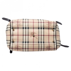 Pre Owned Burberry Beige/Brown Haymarket Check PVC and Leather Small Salisbury Tote