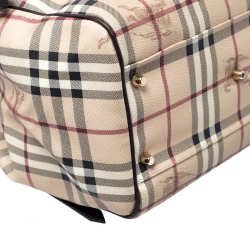 Pre Owned Burberry Beige/Brown Haymarket Check PVC and Leather Small Salisbury Tote