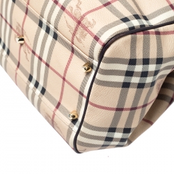 Pre Owned Burberry Beige/Brown Haymarket Check PVC and Leather Small Salisbury Tote