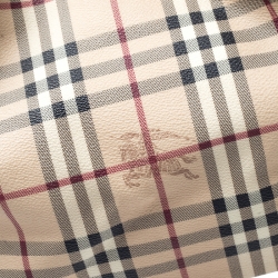 Pre Owned Burberry Beige/Brown Haymarket Check PVC and Leather Small Salisbury Tote