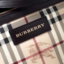 Pre Owned Burberry Beige/Brown Haymarket Check PVC and Leather Small Salisbury Tote