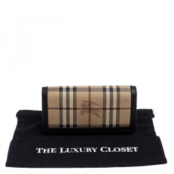 Pre Owned Burberry Beige/Brown Haymarket Check Coated Canvas and Leather Continental Flap Wallet