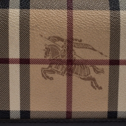 Pre Owned Burberry Beige/Brown Haymarket Check Coated Canvas and Leather Continental Flap Wallet