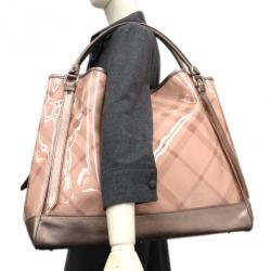 Pre Owned حقيبة يد بربري نوفا شيك فينيل وردي