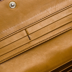 Pre Owned Burberry Brown/Beige House Check Fabric and Leather Leighton Continental Wallet